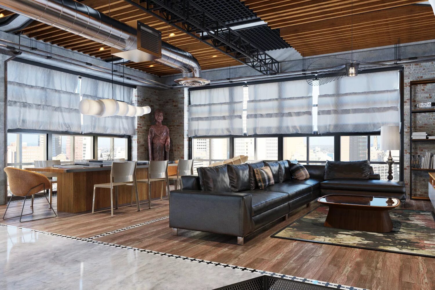 квартиры в промышленной. дом индустриал в стиле лофт. просторный лофт. офис архитекторов в стиле лофт 89м2. кессонный потолок лофт.