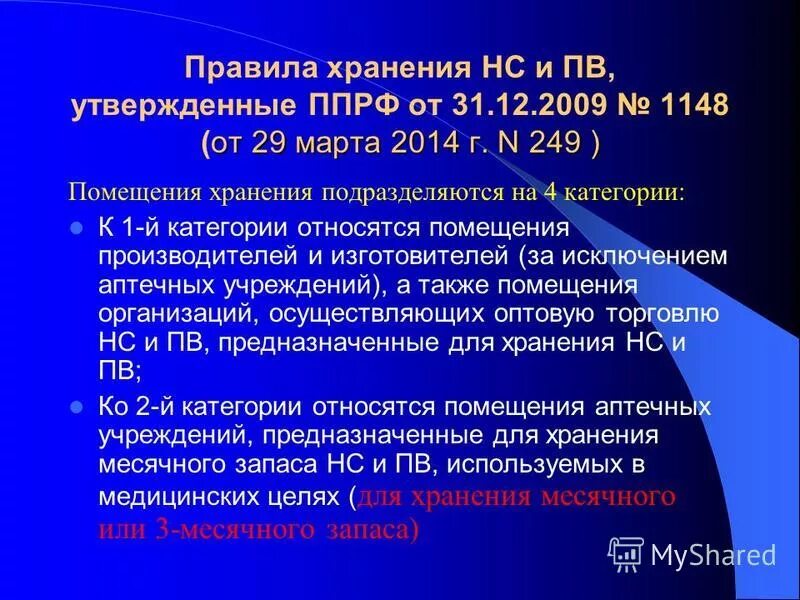 постановление 1148 о порядке хранения