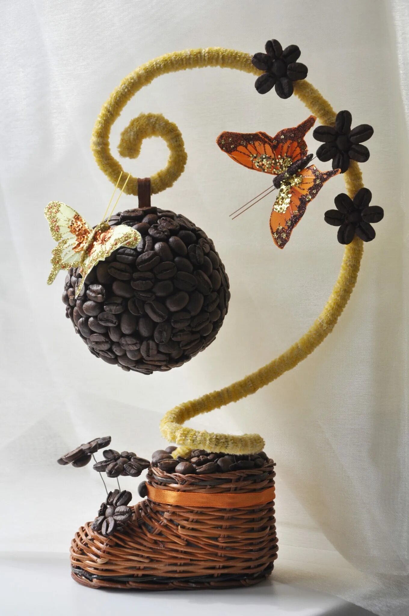 топиарий из кофе. подставка из кофейных зерен. поделки из кофе. кофейный топиарий. поделки из кофе своими руками.