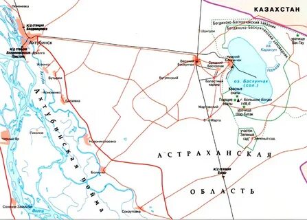 Озеро баскунчак на контурной карте