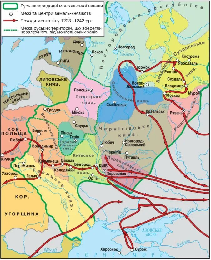 Какие княжества подверглись нападению монголов. Нашествие татаро Монгол карта. Карта татаро монгольского нашествия на Русь. Монгольское Нашествие на Русь в 13 веке карта. Карта завоевания Руси монголами.