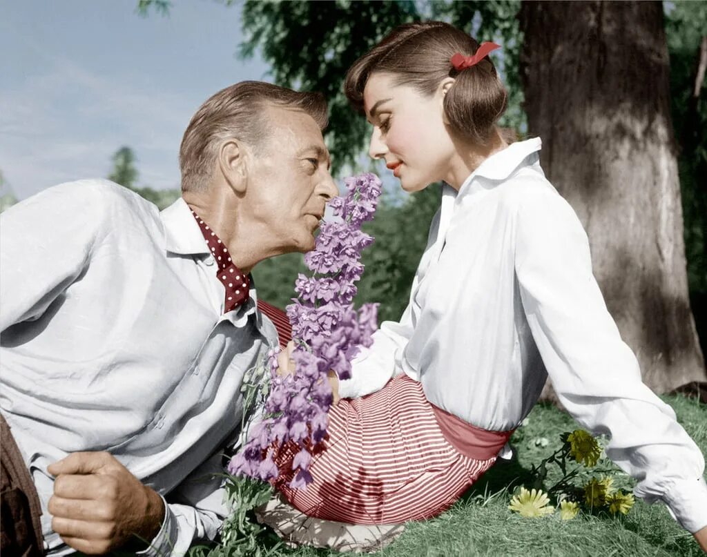 Then in the afternoon. Любовь после полудня фильм 1957. Одри Хепберн. Гэри Купер и Одри Хепберн. Audrey Hepburn Love in the afternoon.