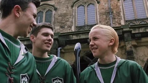 The pull of Quidditch green house Slytherin Draco Malfoy (Tom Felton) in Ha...