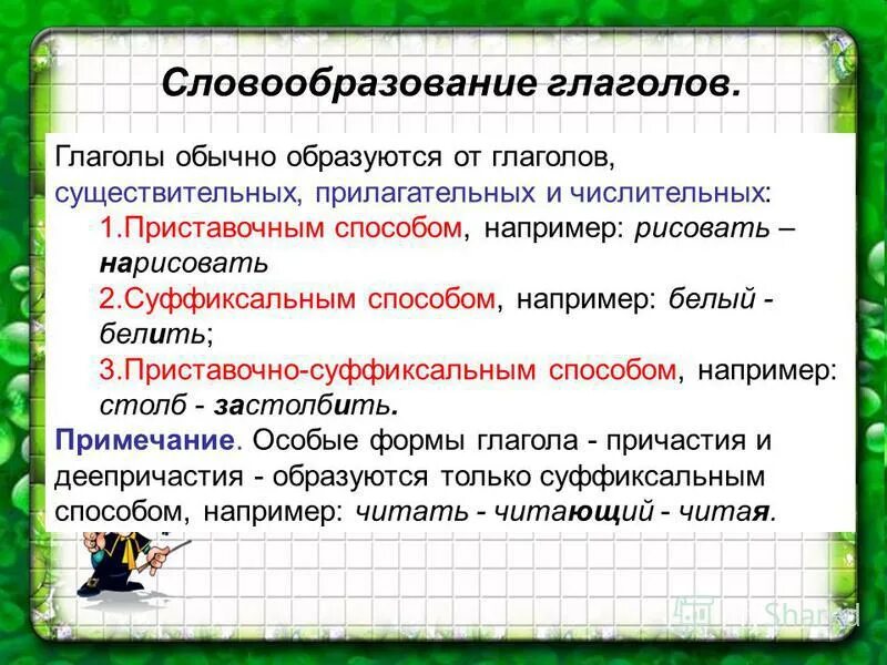 Способы образования глаголов 6 класс