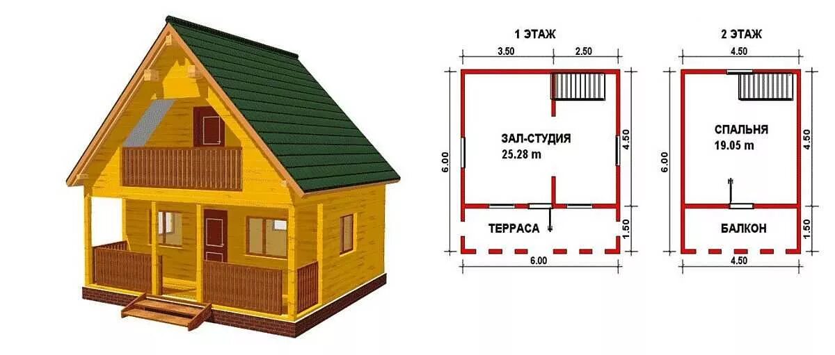 Каркасная баня "Баня 29" 5.5x6 м - строительство в Москве