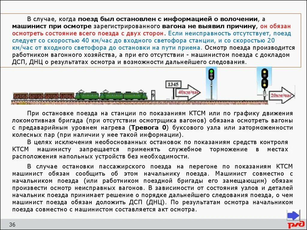 Кто обязан проводить осмотр дистанции пути. Порядок осмотра состава поезда. Порядок движения поездов. Регламент приема вагонов с грузом. Информация о поезде.