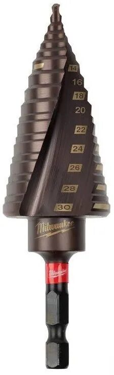 Сверло 40. Ступенчатое сверло milwaukee. Левое сверло. Сверло milwaukee 48899301. Сверло по металлу, ступенчатое milwaukee step drill 48899302 12 x 65 мм.