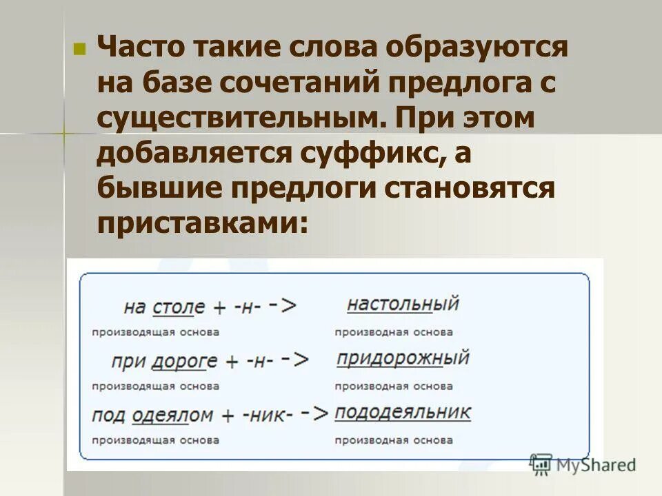 От какого слова образовано слово. От какого слова образовано слово настольный. Префиксально суффиксальный производная основа. От какого слова образовалось настольный.