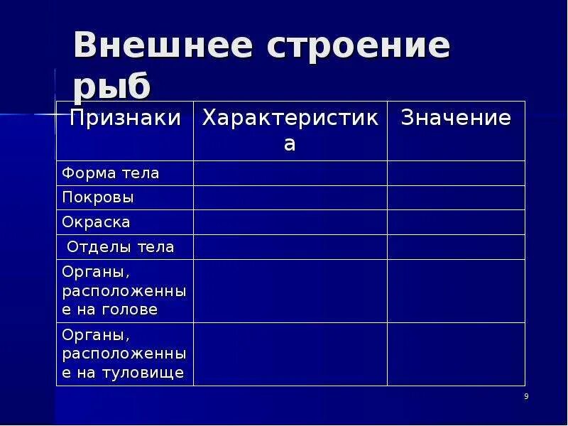 Таблица рыбы 8 класс биология. Внешнее строение рыб характеристика. Внутреннее строение рыб таблица. Признаки внешнего строения рыб. Внезние строение рыб таблица.