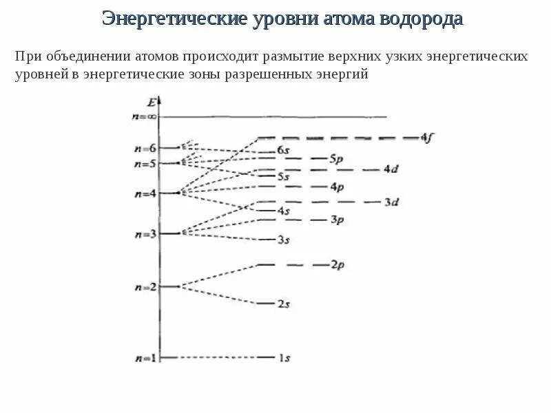 Число энергетических уровней в атоме водорода равно