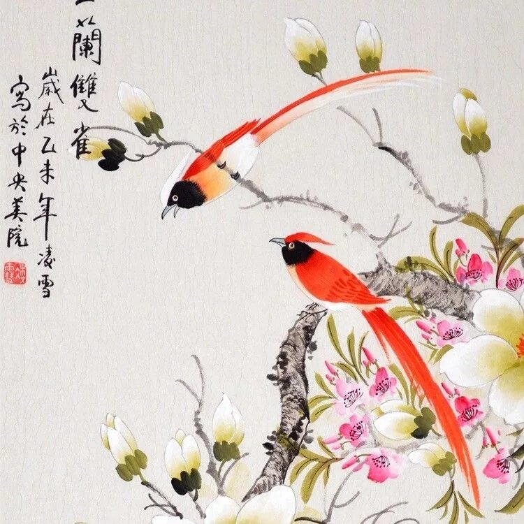 Включи птичка на китайском. Китайская живопись гохуа стиль Сеи. Китайская живопись Хуа Няо. Китайская живопись птицы. Японская живопись цветы и птицы.