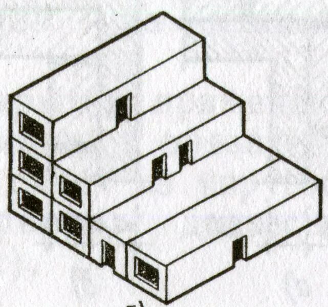 Блок посередине блока. Здание из блоков схема. Ячеистая компоновка здания. Верхнее размещение блока. Правила размещения блоков на лейоуте.