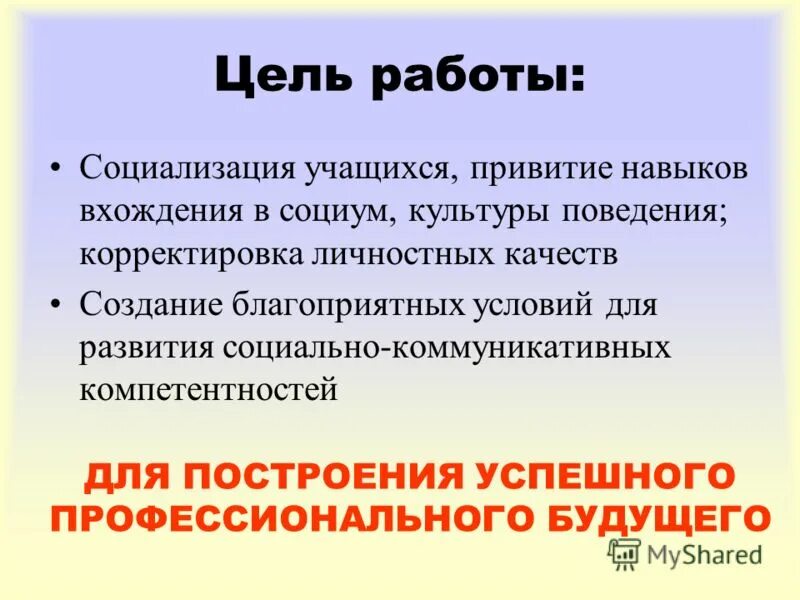 социальное представление обучающегося