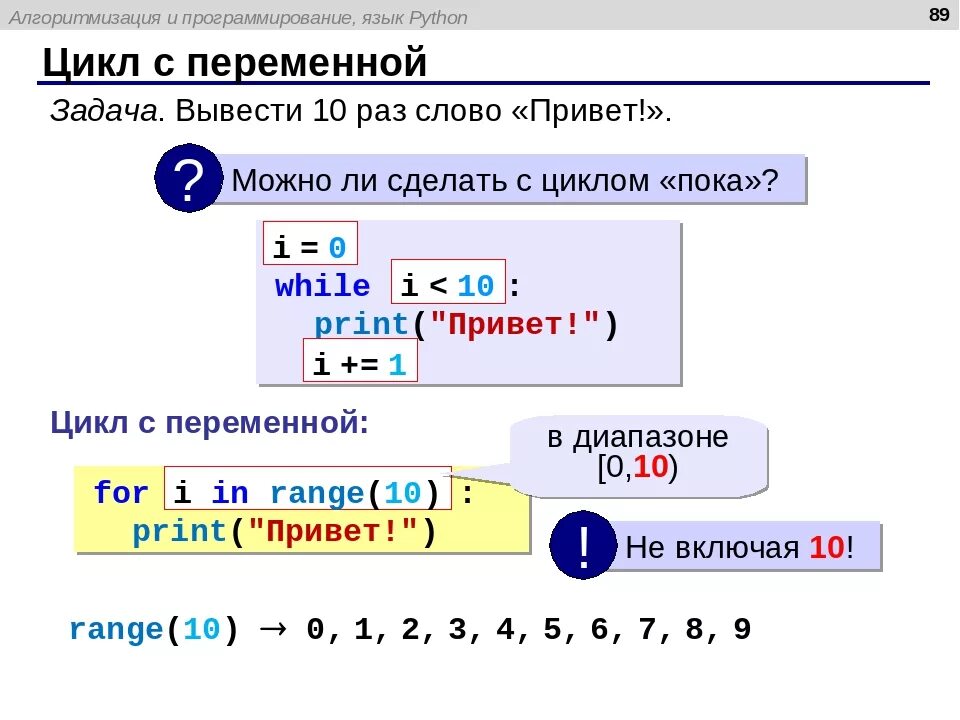 Циклы питон 8 класс