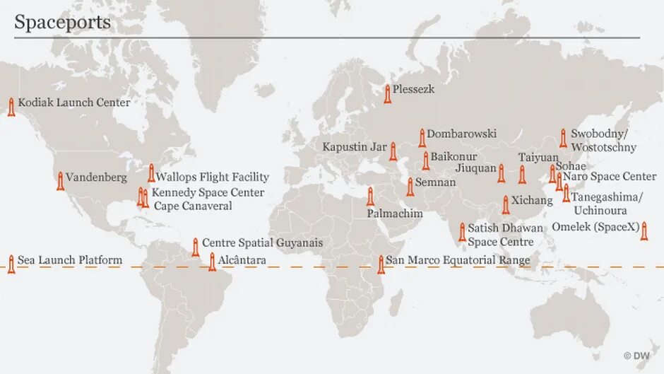 Сколько космодромов в россии на сегодняшний. Космодромы на карте. Космодромы США на карте. Карта космодромов в мире.