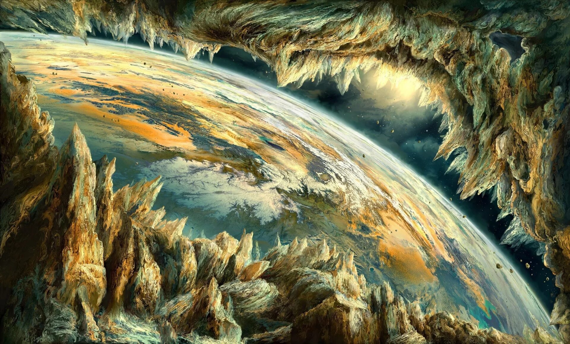 Космический три. Фантастические пейзажи. космический пейзаж. инопланетные пейзажи. фантастические пейзажи космоса.