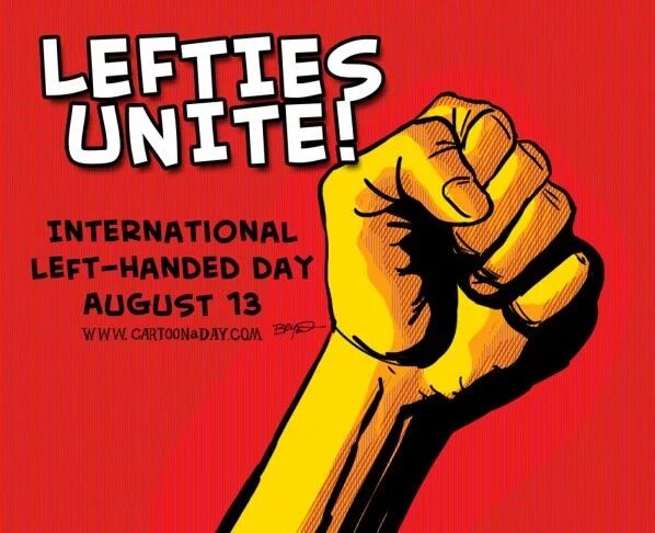 International left handed Day. International Day of left-handers. Happy left handers Day. Left handed Day cartoon. Int left