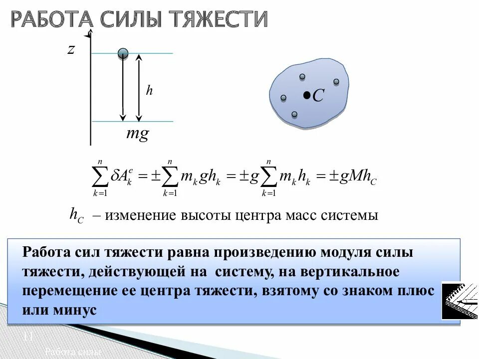 Испарение кинетическая энергия момент силы. Работа силы тяжести определение и формула. Работа силы тяжести равна формула. Кинетический момент механической системы. Модуль работы силы тяжести формула.