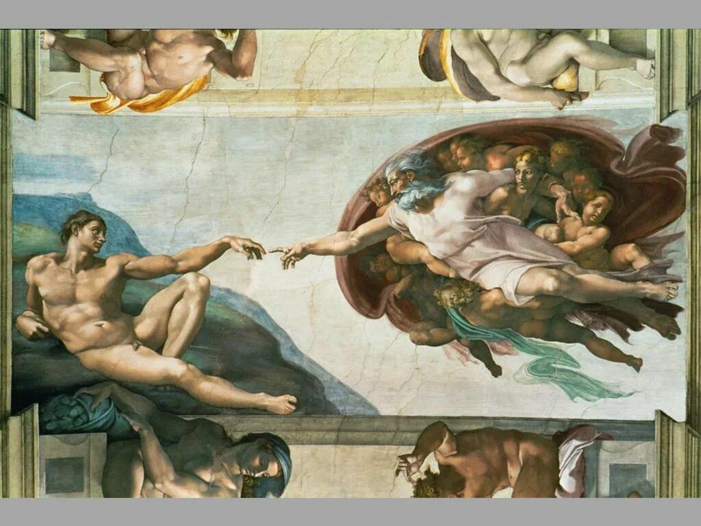Человек соприкасается с искусством с самого рождения. Микеланджело Сикстинская капелла Сотворение Адама. Сотворение Адама (1512), Микеланджело Буонарроти. "Сотворение Адама" Микеланджело, 1511. Микеланджело Буонарроти картины Сотворение Адама.