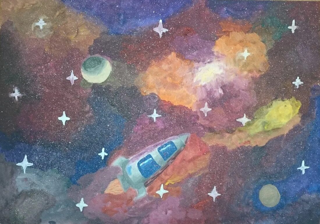 Рисование для детей космос. Рисунок на космическую тему. Космос глазами детей. Космос красками для детей.