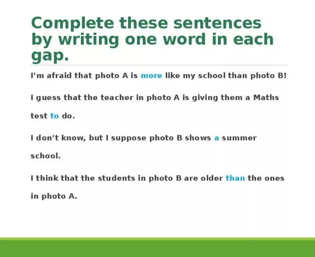 Write one Word each gap. Complete these sentences. Gap sentence link примеры на английском. Complete the sentences with one Word. Each gap перевод