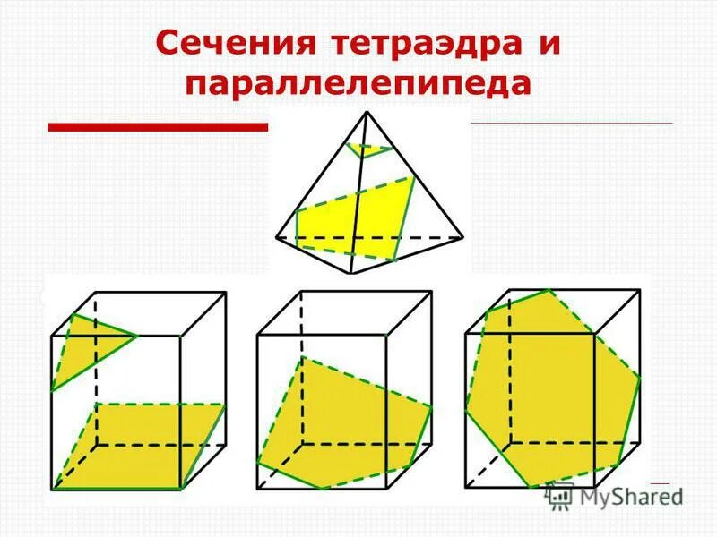 Векторы 10 класс геометрия презентация. Сечение тетраэдра и параллелепипеда 10 класс. Сечения тетраэдра и параллелепипеда. Построение сечений тетраэдра и параллелепипеда 10 класс. Сечение параллелепипеда 10 класс.