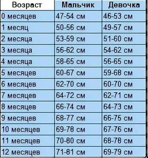 Возраст 9 месяцев рост