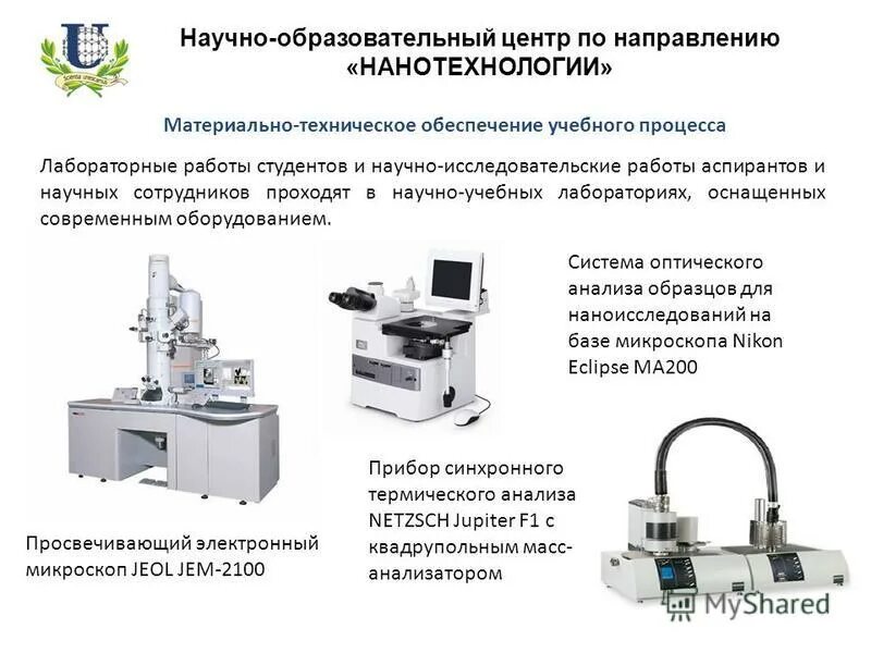 Научно образовательный центр экспертиз. Научно образовательный центр нанотехнологии. научно учебные центры. научно исследовательское оборудование для презентации. направления работы лабораторий.