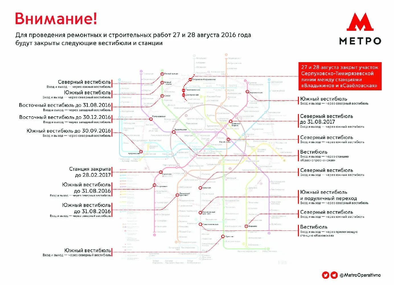 Какие станция закрыли в москве