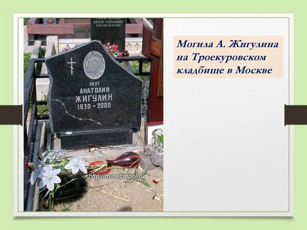 Могила Анатолия Жигулина на Троекуровском кладбище в Москве. Жигулин о Родина. Биография жигулина для 4 класса