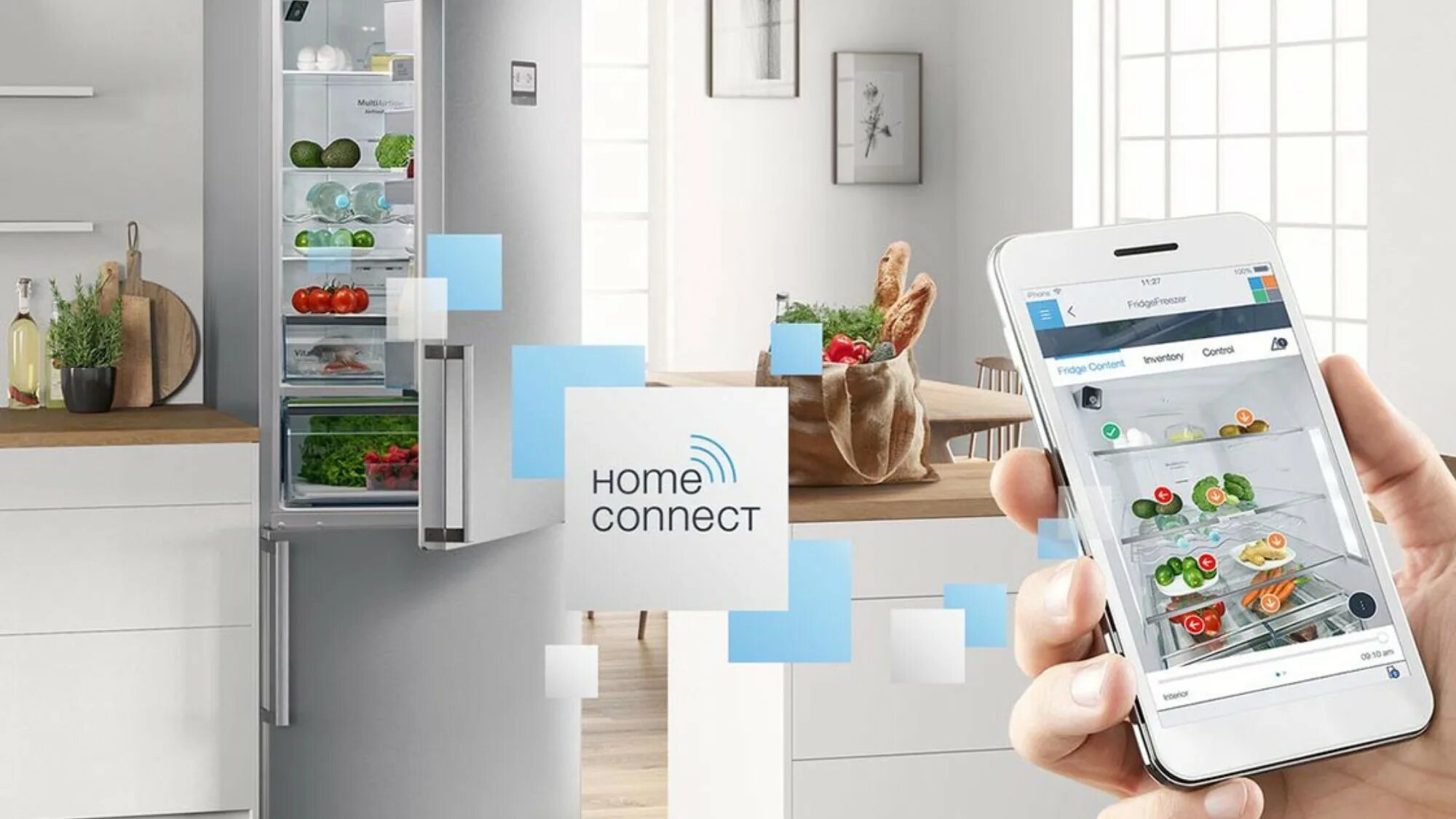 Home connections. Home connect Bosch. Умный холодильник Bosch. Холодильник с сенсорным дисплеем. Умный холодильник.