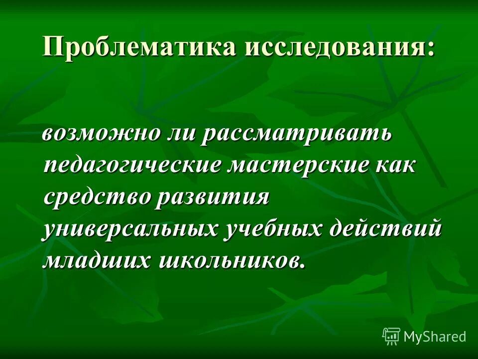 Проблематика исследовательской работы. Проблематика исследовательской работы