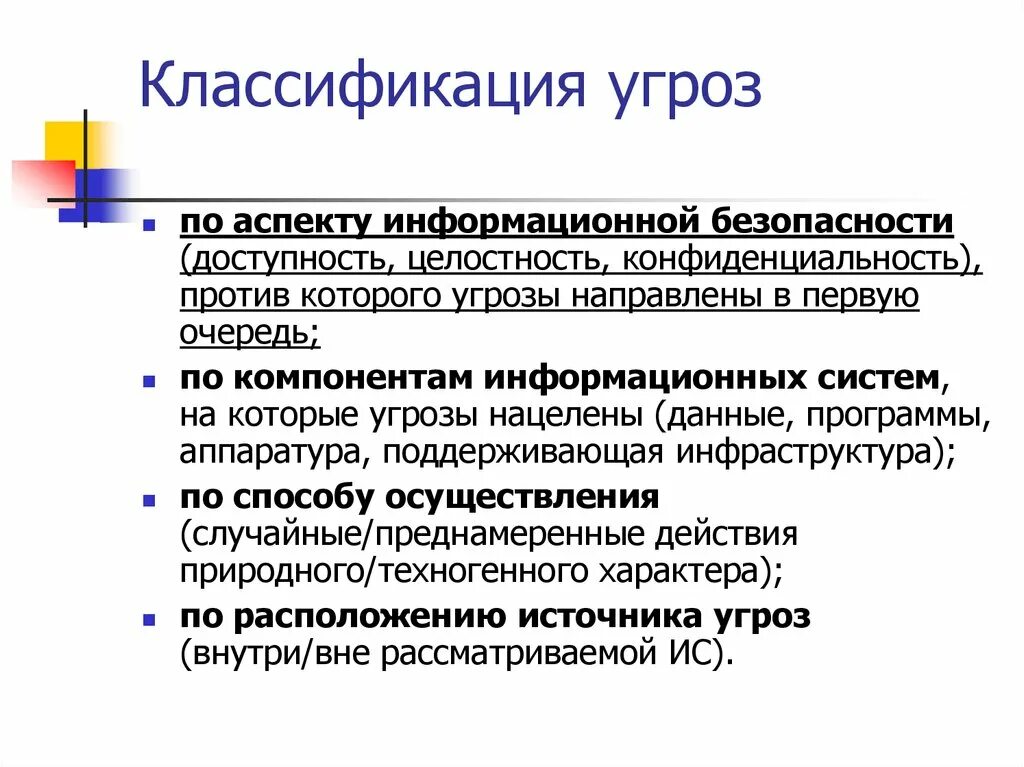 Угрозы информации классификация угроз