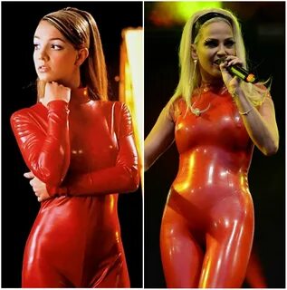 MAJOR camel-toe alert as Sarah Harding dons Britney-esque latex.