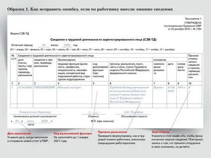 Сзв тд отменяющая запись