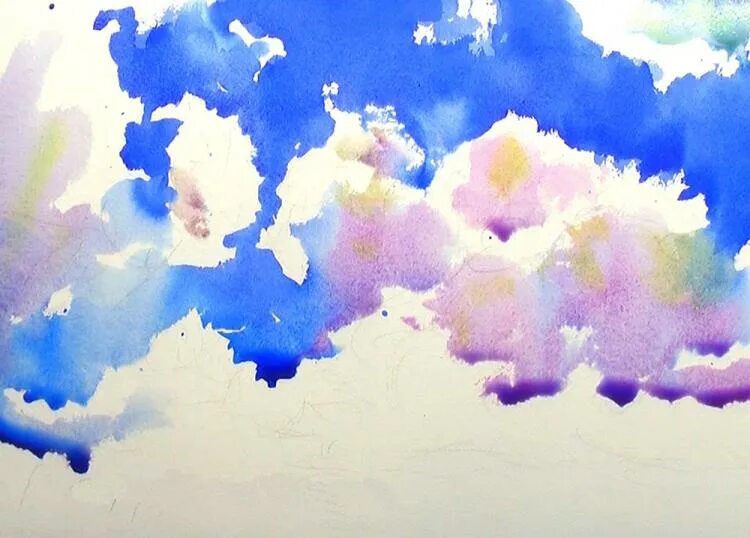 Облака гуашью. Облака красками. Небо красками. Небо акварель. Воздушные облака гуашью.
