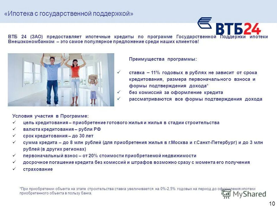 Втб покупка кредитов. Ипотечные программы ВТБ. Ипотечные программы ВТБ банка. ВТБ 24 ипотека с господдержкой. Условия ипотечного кредитования в ВТБ банке.