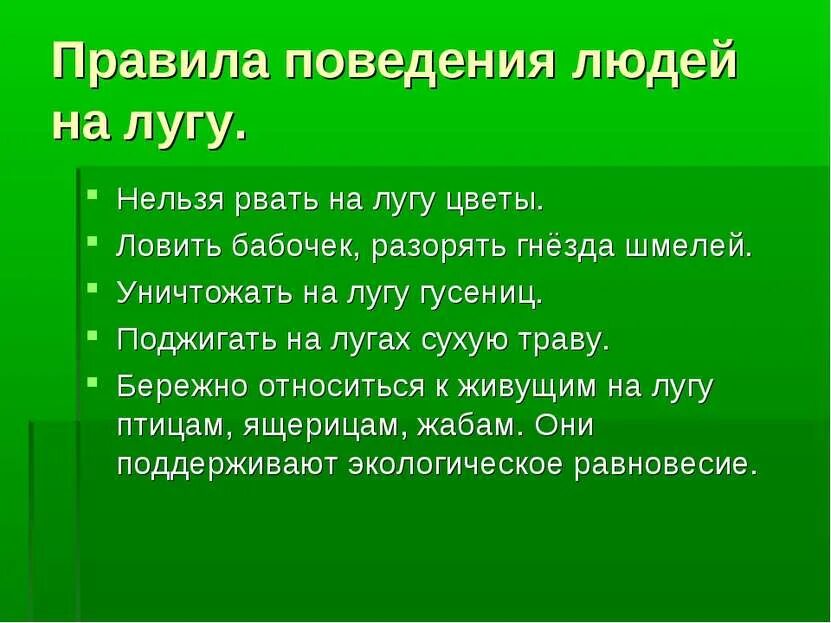 Запиши пример использования луга человеком Жизнь луга. Луг природное сообщество скачать презентацию