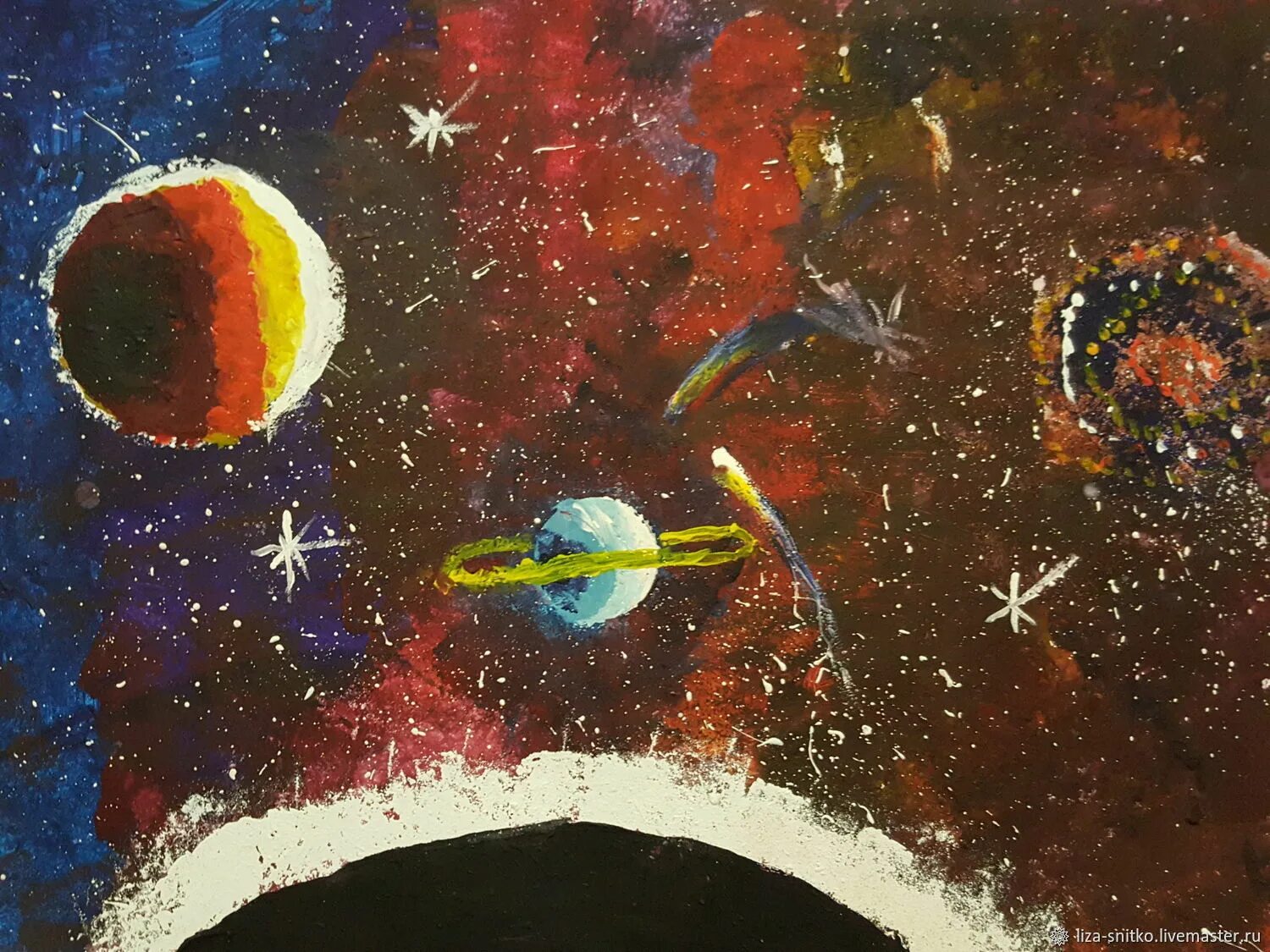 Космические рисунки. Космос рисунок. Космос гуашью. Картины на космическую тематику. Космический пейзаж живопись.