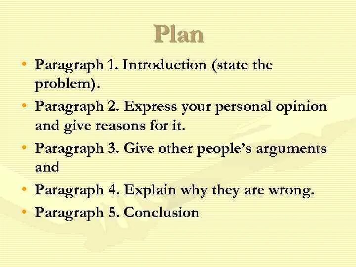 Paragraph plan