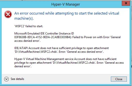 Failed to power on virtual machines