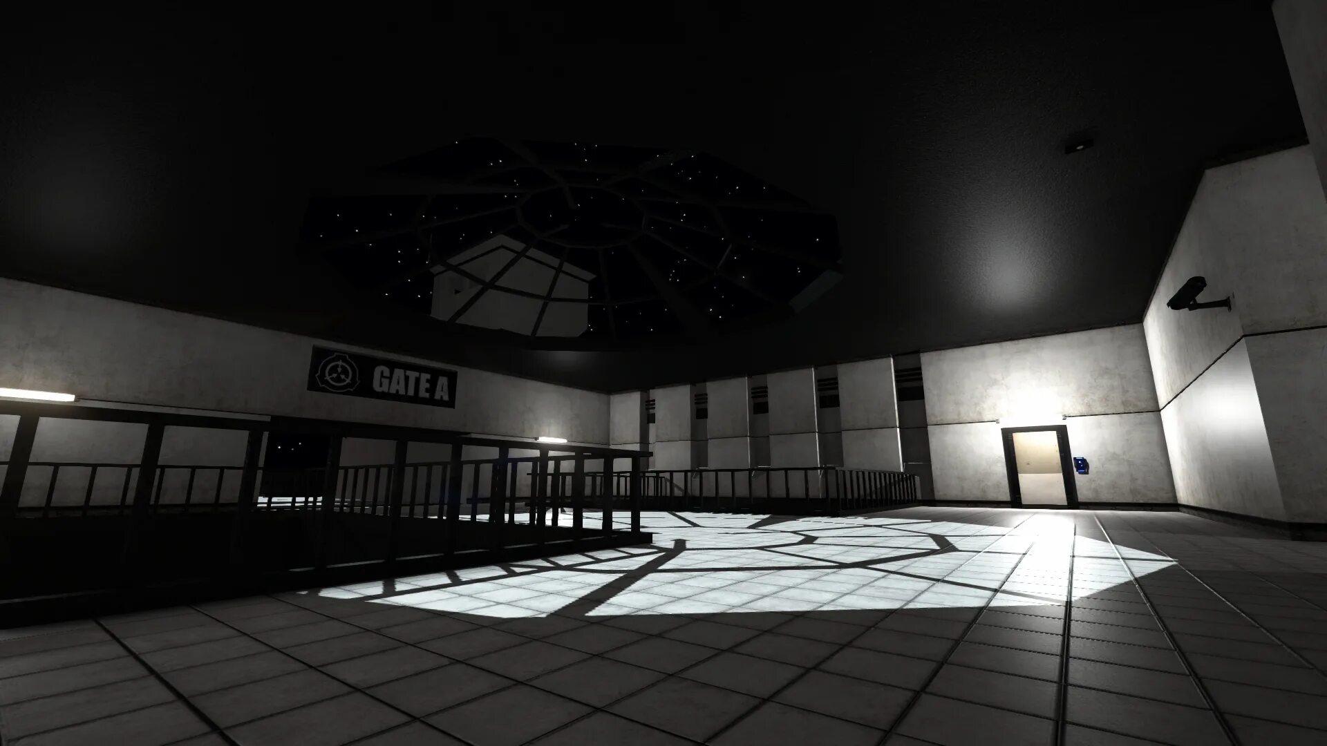 Scp zones. SCP: Secret Laboratory Gate a на улице. SCP SL улица Gate a. Офисная зона SCP SL. Gate b SCP Secret Laboratory.