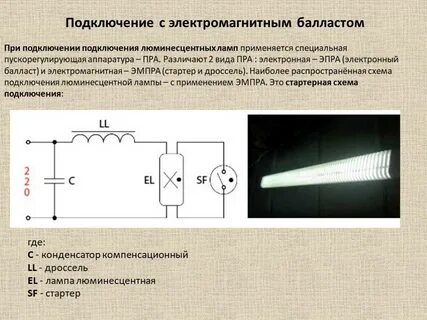Включение люминесцентной лампы