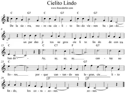 noten cielito lindo.