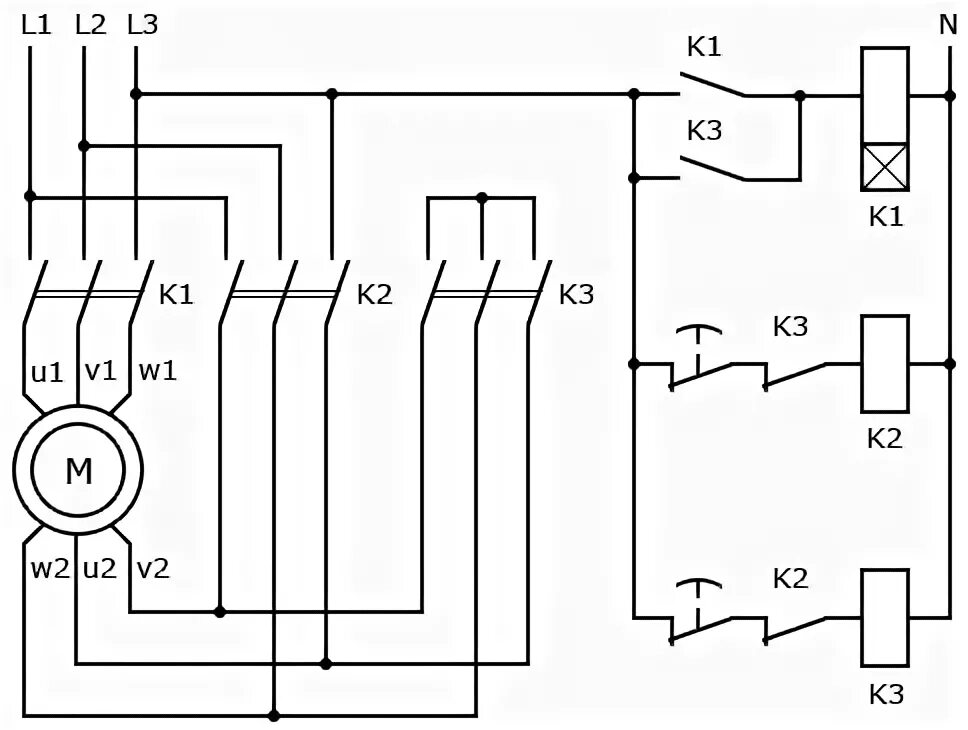 Схема пуска асинхронного электродвигателя звезда треугольник. Схема переключения звезда треугольник асинхронного двигателя. Схема пуска двигателя звезда треугольник. Схема пуска двигателя с переключением со звезды на треугольник. Переключение с треугольника
