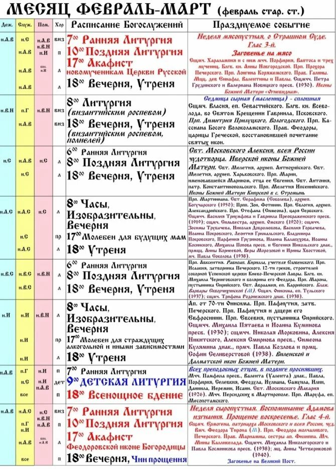 Храм строгино расписание служб