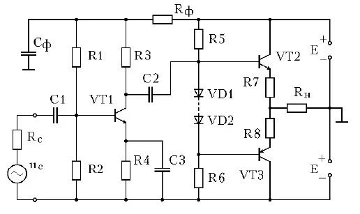 Усилить ру. Усилитель на транзисторе с комплиментарной парой. Двухфакторный бестрансформаторный УМЗЧ.