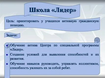 Цель программы лидер