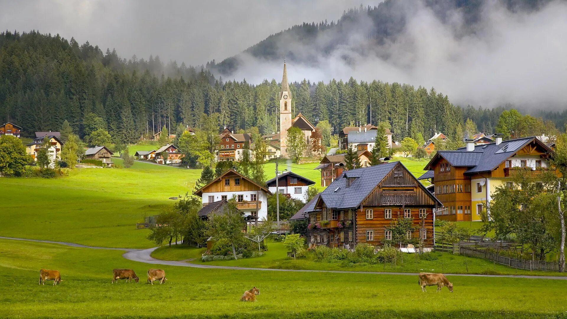 Full village. Альпийские деревни в Австрии. Австрийская Альпийская деревня. Госау Австрия. Австрийская Горная деревня.