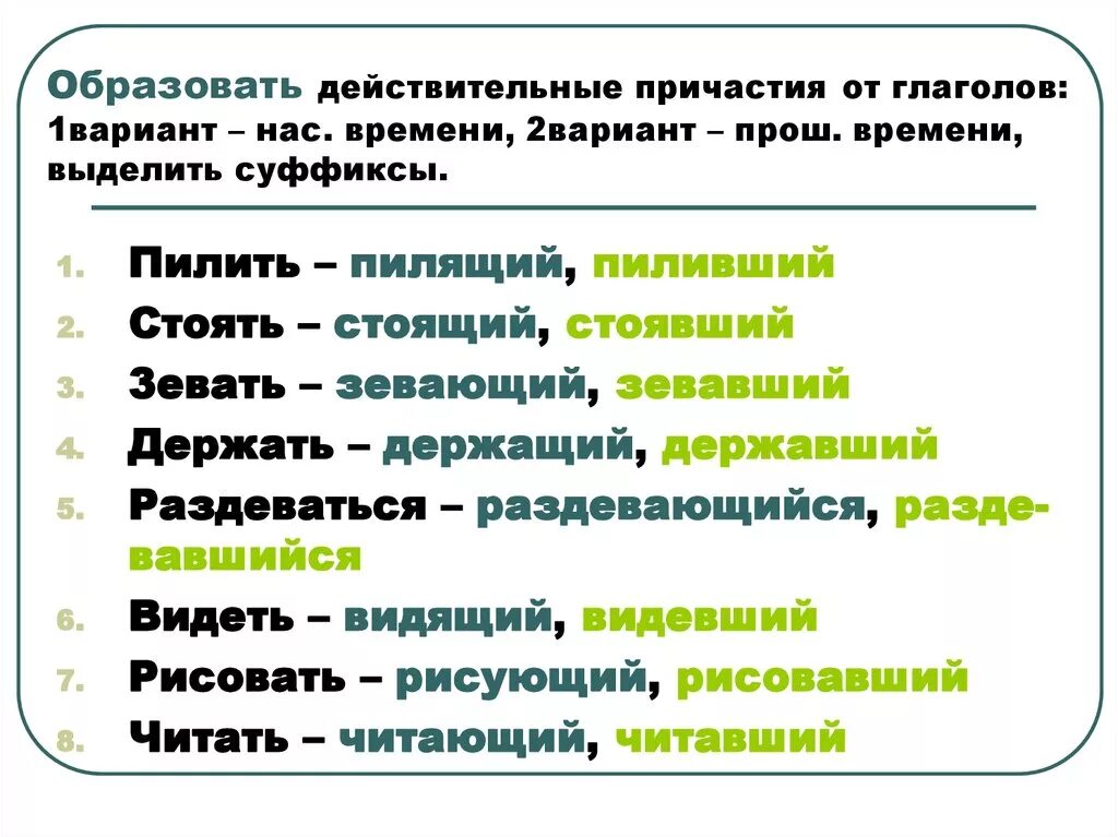 Образовать причастие от глагола изучать